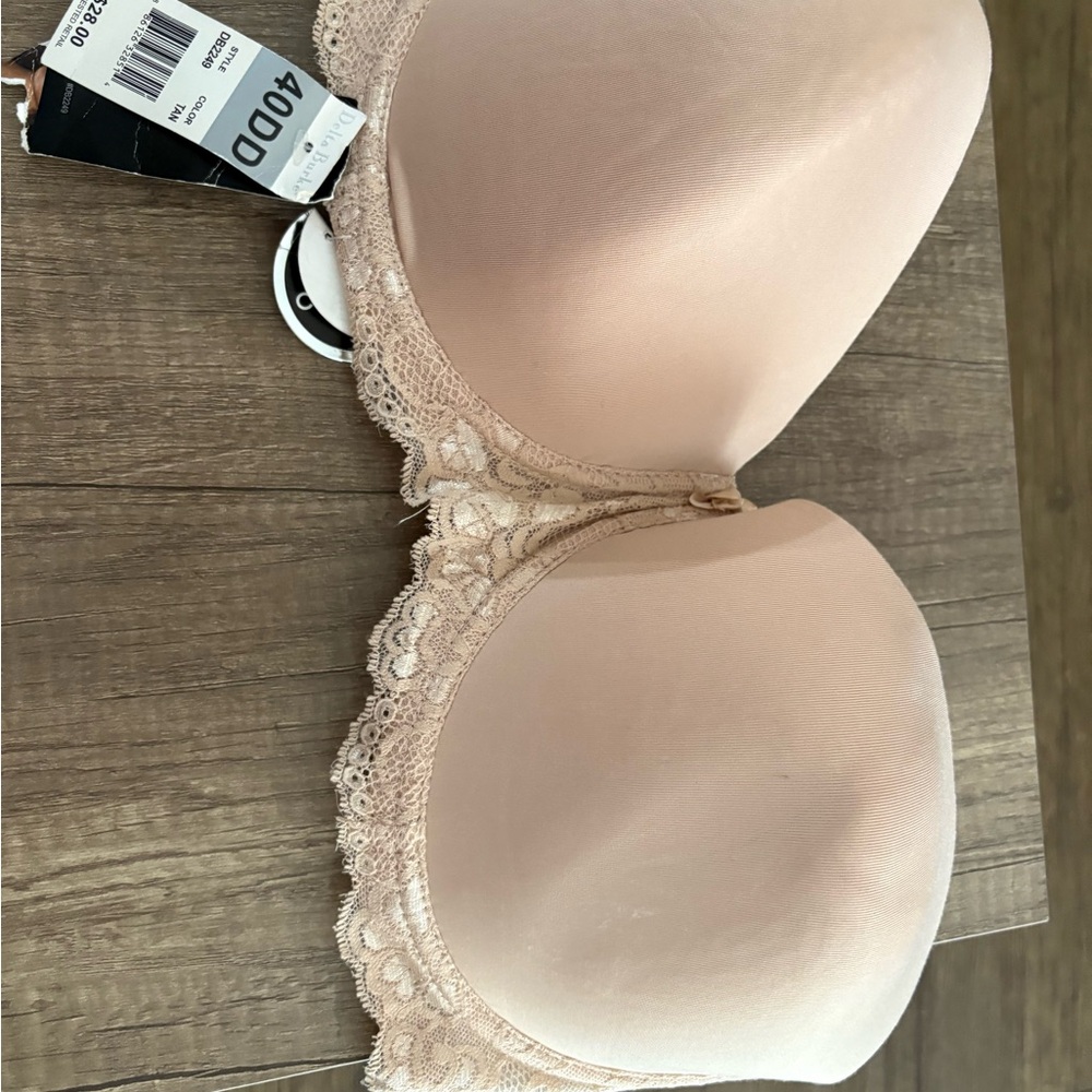 Delta Burke Lace Trim Strapless Bra - Tan